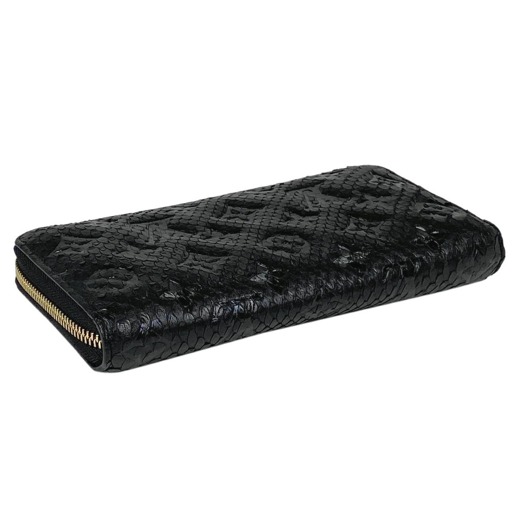 Louis Vuitton Wallet Noir Zipper Long Zippy Black Monogram Python Round Black